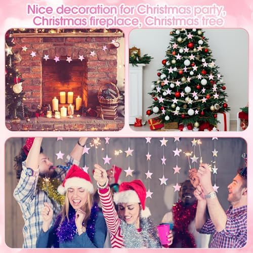 Patelai 130 ft Star Garland Banner Decor,Iridescent Pink - Image 6