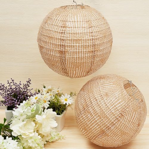 Hortsun 12 Pcs Print Burlap Paper Lanterns Classroom Decor,10 Inch - Image 4