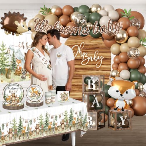 265PCS Woodland Baby Shower Decorations Gender Neutral Serves 25 - Image 6