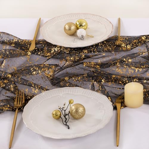 Gold Gauze Table Runner Glitter Fall Wedding Birthday Party Table Decor - Image 5