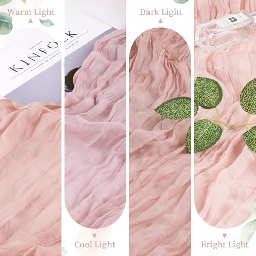 6 Pack Dusty Pink Cheesecloth Table Runner 35×120 Inch Fall Boho Home Decor - Image 5