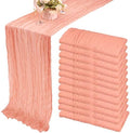 35x120 Inch Peach Coral Cheesecloth Table Runner Boho Wedding Party Decor by Fivenl