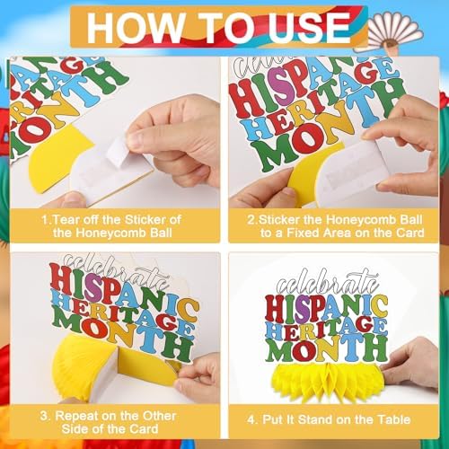JULMELON 8Pcs Hispanic Heritage Month Decorations, Honeycomb Centerpieces - Image 6