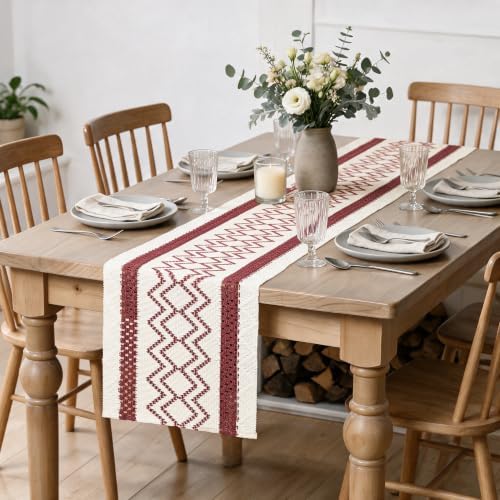 Artoid Mode Red Stripe Diamond Woven Table Runner 12x72 Inch - Image 5