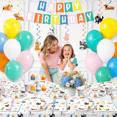 Dog Themed Birthday Party Decorations Tableware Set, Serves 25 - Image 4