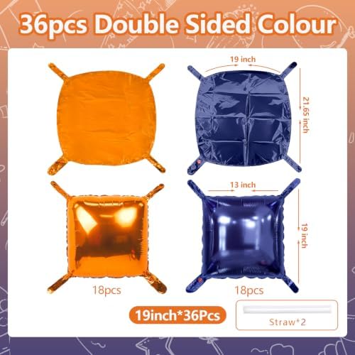 NISOCY 36PCS Navy Blue and Orange Square Foil Balloons Wall Backdrop - Image 2