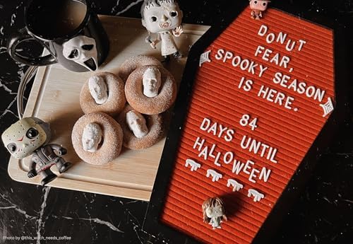 Nomnu Coffin Letter Board, Orange Goth Decor w/Bat Stickers, Spooky Emojis - Image 4