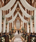 10ftx30ft Beige Ceiling Drapes for Wedding Parties by DOMOVAPartyDecorations