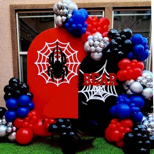 Spider Balloon Arch Garland Kit - 151Pcs Spider Theme Birthday Decorations Royal Blue Black Red Silver Spider Arch Kit for Man Baby Shower Super Spider Hero Theme Boys Kids Party Decorations - Image 5
