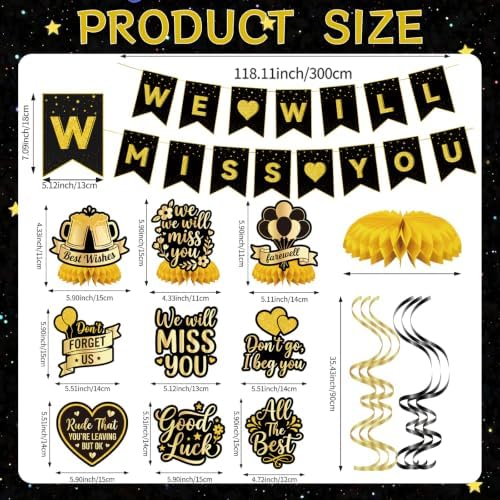 Black Gold Coworker Farewell Decorations - Goodbye Party Decor - Image 4