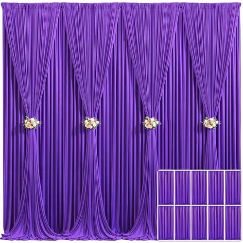 10 Panels Purple Backdrop Curtain for Parties Wedding Wrinkle Free Purple Photo Curtains Backdrop Drapes Fabric Decoration for Birthday Party Photography 50ft(W) x 10ft(H) by Tao-GePartyDecorations