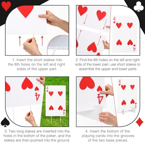 Reallnaive 4 Set Casino Party Decor Large Poker Yard Sign and Runway Carpet - Image 5