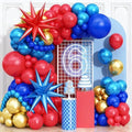 Red Blue Gold Balloons Arch Royal Blue Red Gold Balloons Garland Metallic Blue Gold Latex Balloons with Explosion Star Foil Balloon Gold Long Balloons for Birthday Party Decorations Superhero Circus by Isndare