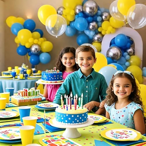 Blue and Yellow Balloons Arch Royal Blue Yellow Silver Balloons Garland with Clear Balloon Light Party Latex Balloon for Birthday Decorations Baby Shower Graduation - Image 7