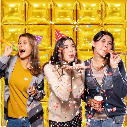 25PCS Gold Square Foil Balloons Wall Backdrop - Image 5