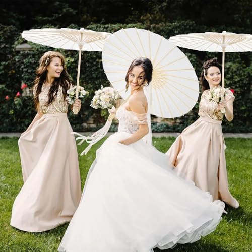 24 Pack Paper Umbrellas for Wedding 23.6 Inch White Parasols Bulk - Image 7