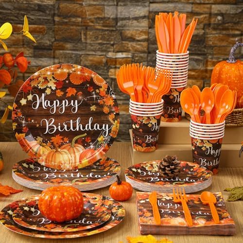 168 Fall Birthday Party Favors Pumpkin Tableware Set Serves 24 - Image 4