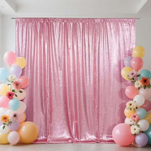 SquarePie 10x10ft Fuchsia Pink Sequin Backdrop, High Density Non-Transparent Glitter Curtain for Photography, Birthday, Wedding Party Decorations, Thick Solid Background with 4" Rod Pocket, 1 Panel - Image 7