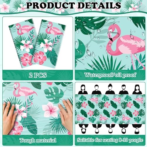 OHOME Luau Party Decorations - Plastic Tablecloth for Tropical Party Decorations | Love Island Hawaiian Themed Palm Leaves Summer Beach Favors Supplies,2 Pack - Image 3