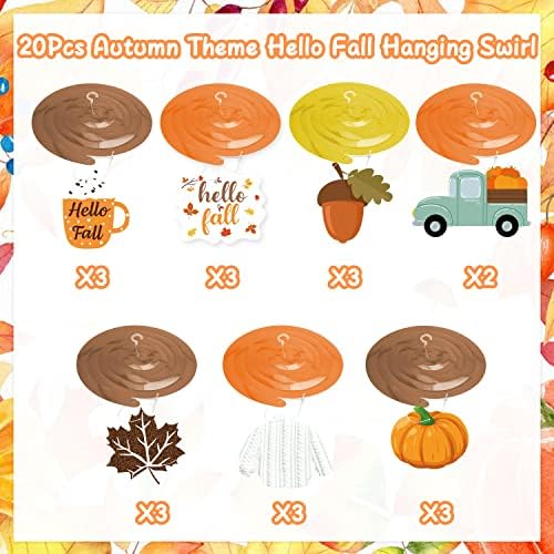 20Pcs Fall Party Hanging Decorations, Autumn Hello Fall Party Decorations, Pumpkin Leaf Truck Cutouts Thanksgiving Ornaments for Fall Party Decor Thanksgiving Party Supplies - Image 2