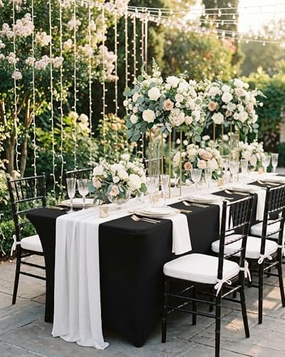 Fixwal 6 Pack Black Spandex Tablecloth 6 Foot Fitted Table Cover - Image 2