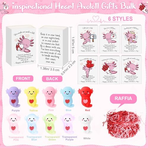 30 Sets Axolotl Valentines Gifts Valentines Party Favor with Support Boxes - Image 2