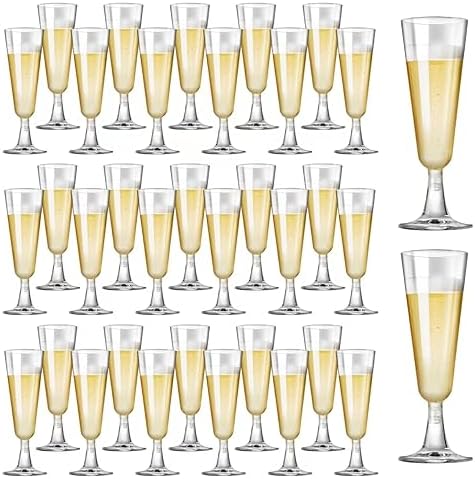 SUREHOME Plastic Champagne Flutes 40 Pack Disposable Champagne Glasses 5oz Clear Plastic Mimosa Glasses Wedding Cocktail Cups Bulk for New Years Eve Party Supplies 2026 Engagement Birthday Decorations by SUREHOME