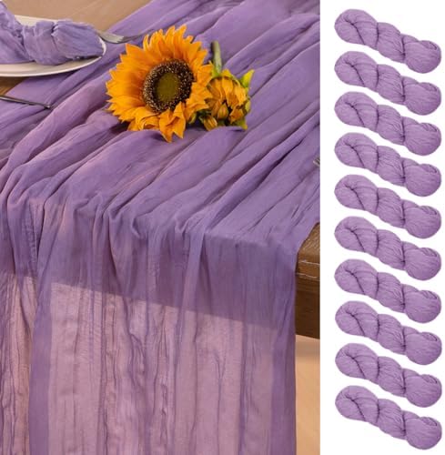 DeZerlor Purple Cheesecloth Table Runners 10 Pack Summer Boho Runners by DeZerlor