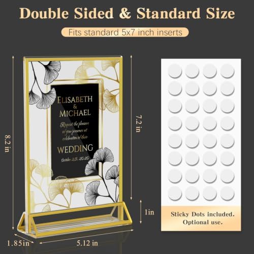 Dynta Acrylic Sign Holder 5x7in Double-Sided Display Stand with Gold Frame Clear Table Sign Holders for Wedding Party Restaurants Home Office(8 Pack) - Image 3