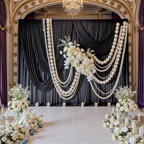 40ftx8ft Wrinkle Free Black Backdrop Curtains for Parties, 8 Panels 5x8ft Thick Polyester Photo Backdrop Drapes for Weddings Birthday Graduation Photography Background Curtains - Image 5