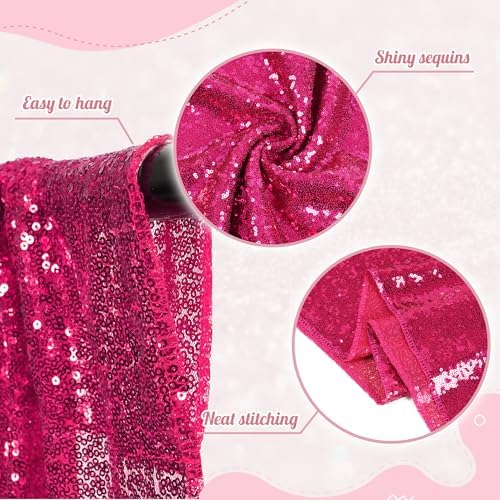PartyDelight Hot Pink Sequin Backdrop Curtains 5x10ft 2 Panels - Image 2