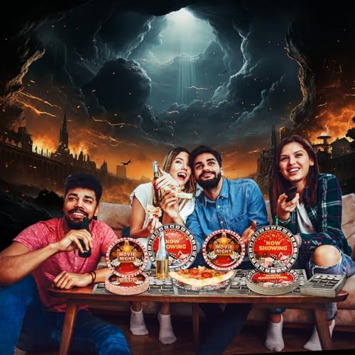 180Pcs Movie Night Party Supplies Paper Plates and Napkins Serve 60 - Image 7