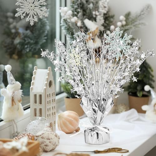 Crowye 18 Pcs Silver Foil Spray Centerpiece Table Decoration for Wedding - Image 2