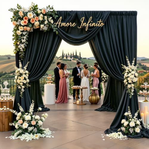 12 ft x 50 ft Black Backdrop Curtain Panels, 4 Panels Thick Fabric Photography Backdrop Drapes for Wedding Party Home Decorations - Image 4