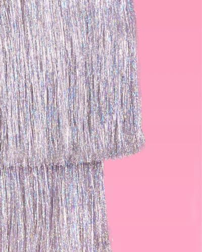 xo, Fetti Fringe Tinsel Chandelier Iridescent Silver Foil 16" | Party Decor - Image 3