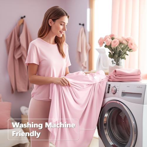 Wish Care 6 Pack Pink Spandex Table Clothes for 6 Foot Rectangle Tables, 6FT Wrinkle Free Fitted Tablecloths Ruffles Design Table Cover for Party, Banquet, Wedding and Events - Image 4