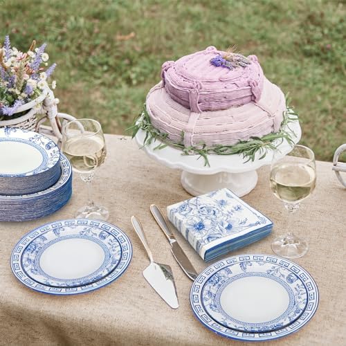 180PCS Blue White Paper Plates and Napkins Party Supplies Serve 60 - Image 7