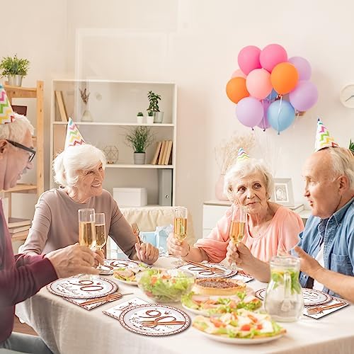 50 Guests 90th Birthday Decorations for Women, Rose Gold 90th Birthday Plates and Napkins Party Supplies 90th Year Fabulous Birthday Disposable Paper Tableware Cheers to 90 Years Dinnerware 200PCS - Image 6