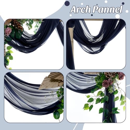 Pack of 1 Wedding Arch Drape Panel Fabric 30" x 30ft - Navy Blue - Image 5