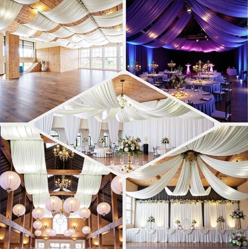 20ftx40ft Ivory Ceiling Curtain for Wedding Parties - Image 5