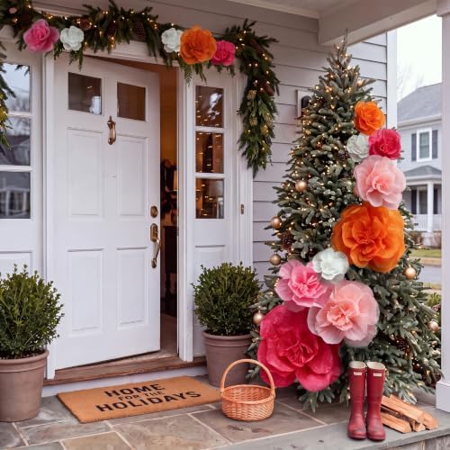 Giegxin 14 Pcs Giant Flower for Christmas Tree Decoration Pink Orange White - Image 6