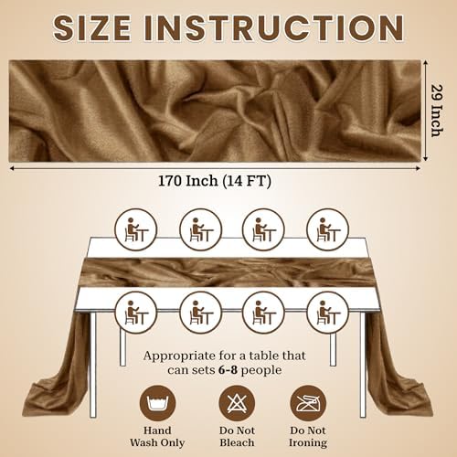 Pack of 5 Chiffon Table Runners 29 x 120 Inch, 14FT Long - Mocha - Image 3