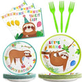 96PCS Sloth Plates and Napkins Sloth Animal Party Decor for 24 Guests by Wiooffen