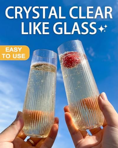 24 Pack Plastic Champagne Flutes, 9 Oz Disposable Wine Mimosa Glasses - Image 6