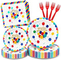 Birthday Party Supplies for 24 Guests – 96-Piece Disposable Party Tableware Set with Plates, Birthday Plates and Napkins, Forks, Colorful Balloons Party Supplies, Heavy Duty for Kids & Adults by Unknown