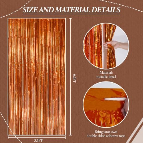 DECOCKRAT 2 Pack Foil Fringe Backdrop - Bronze Shiny Tinsel Curtains for Party Decoration/Photo Booth Props - 3.3x6.6 FT Metallic Foil Backdrop for Birthday, Wedding, Graduation, Christmas. - Image 2