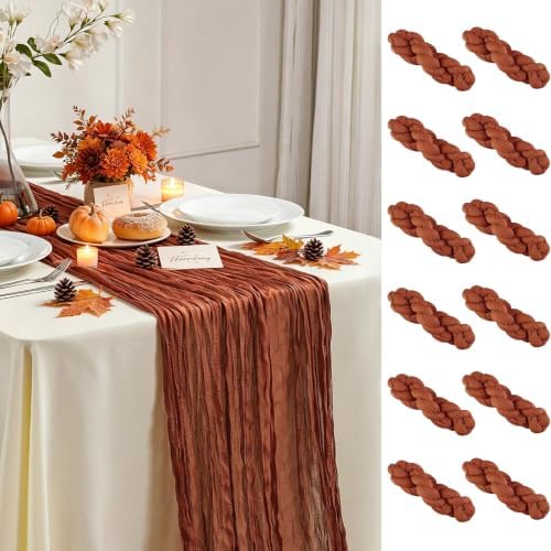 AGIRL 12 Pack Terracotta Cheesecloth Table Runner 10FT Fall Boho Home Decor by AGIRL