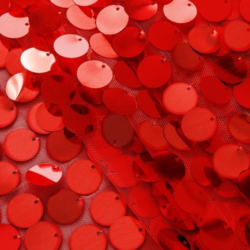 Pufogu 12 "x 108" Sequin Table Runner, Red Glitter Premium Big Sequin Table Runners, Rectangle Table Runner for Halloween, Christmas, Wedding Party, Birthday Party, Banquet Decor (1 Pack). - Image 3