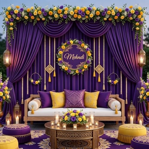 Purple Backdrop Curtain -10x10FT Drapes for Backdrop Wrinkle-Free Soft Polyester Back Drop Wedding Decorations Photoground Back Drop Stain-Resistant for Halloween Back Drop Stand, 2 Panels by HAEFOOPartyDecorations