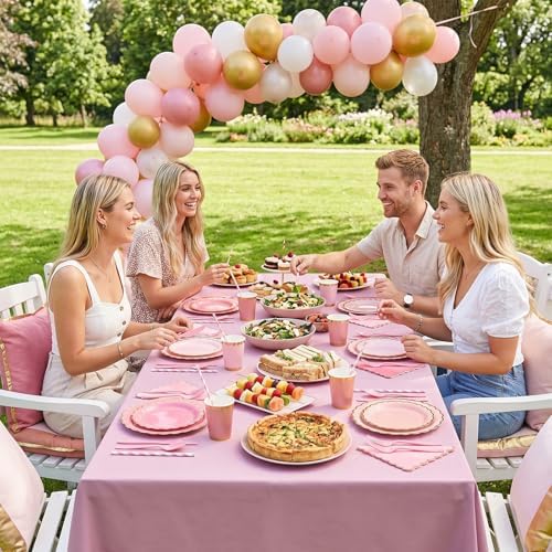 Vesici 452 Pcs Pink Party Decorations Disposable Tableware Set for 50 Guest - Image 4